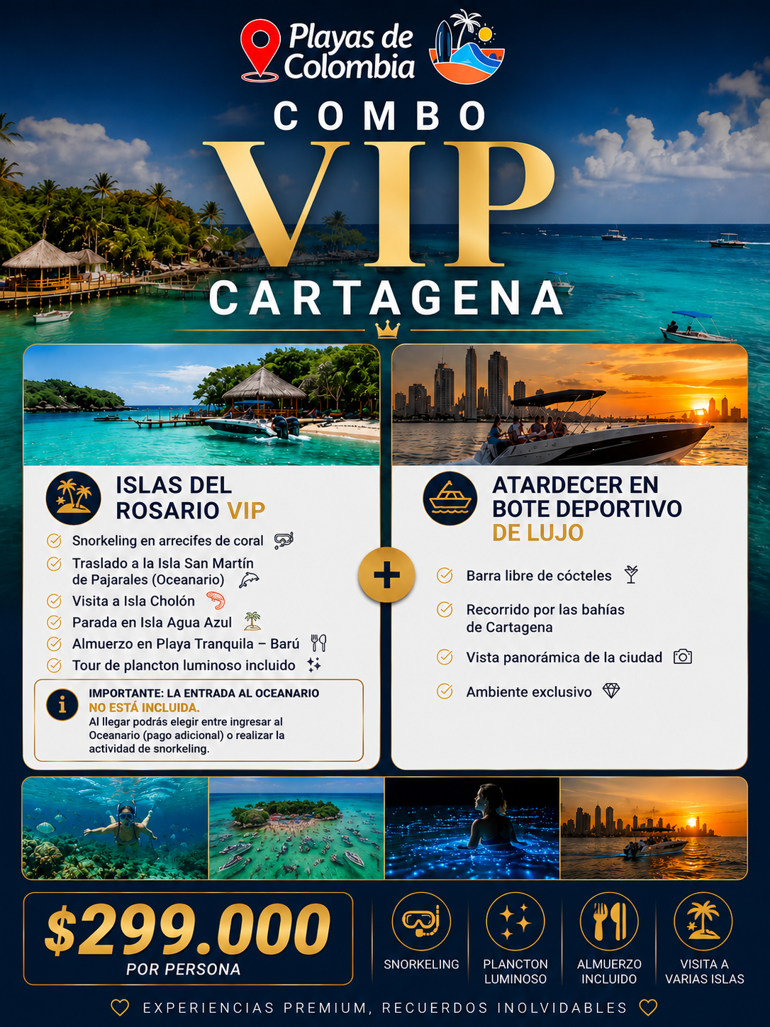 COMBO VIP CARTAGENA • DOS TOURS 🇨🇴