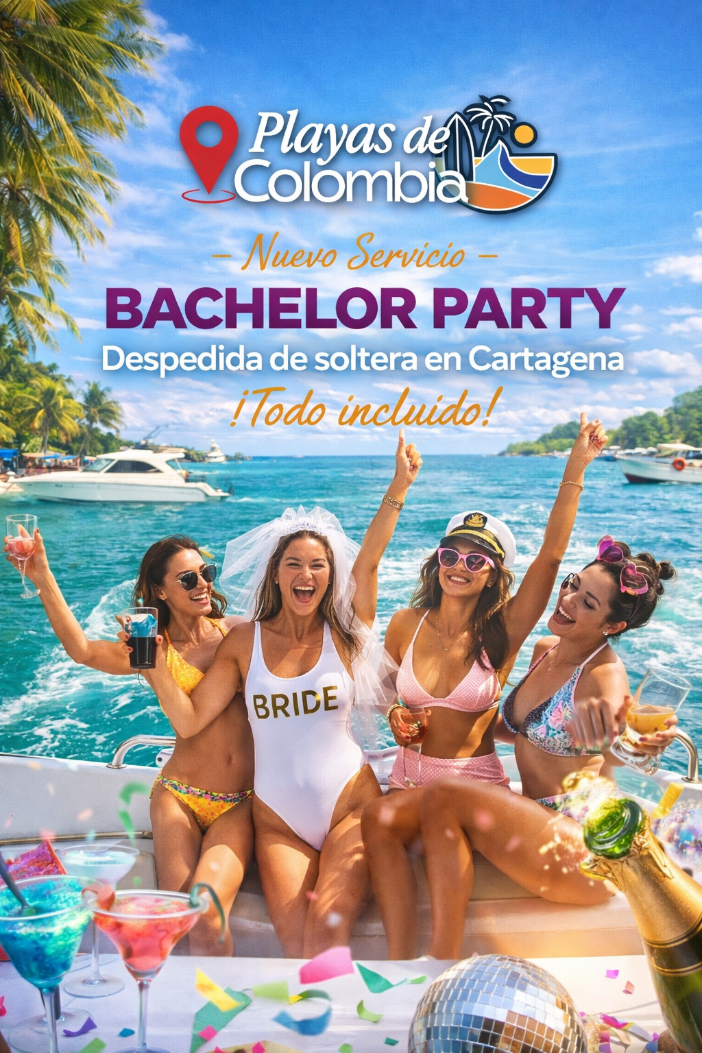 DESPEDIDA DE SOLTERA EN CATAMARÁN EN CARTAGENA • FIESTA BLANCA VIP 🥂💃