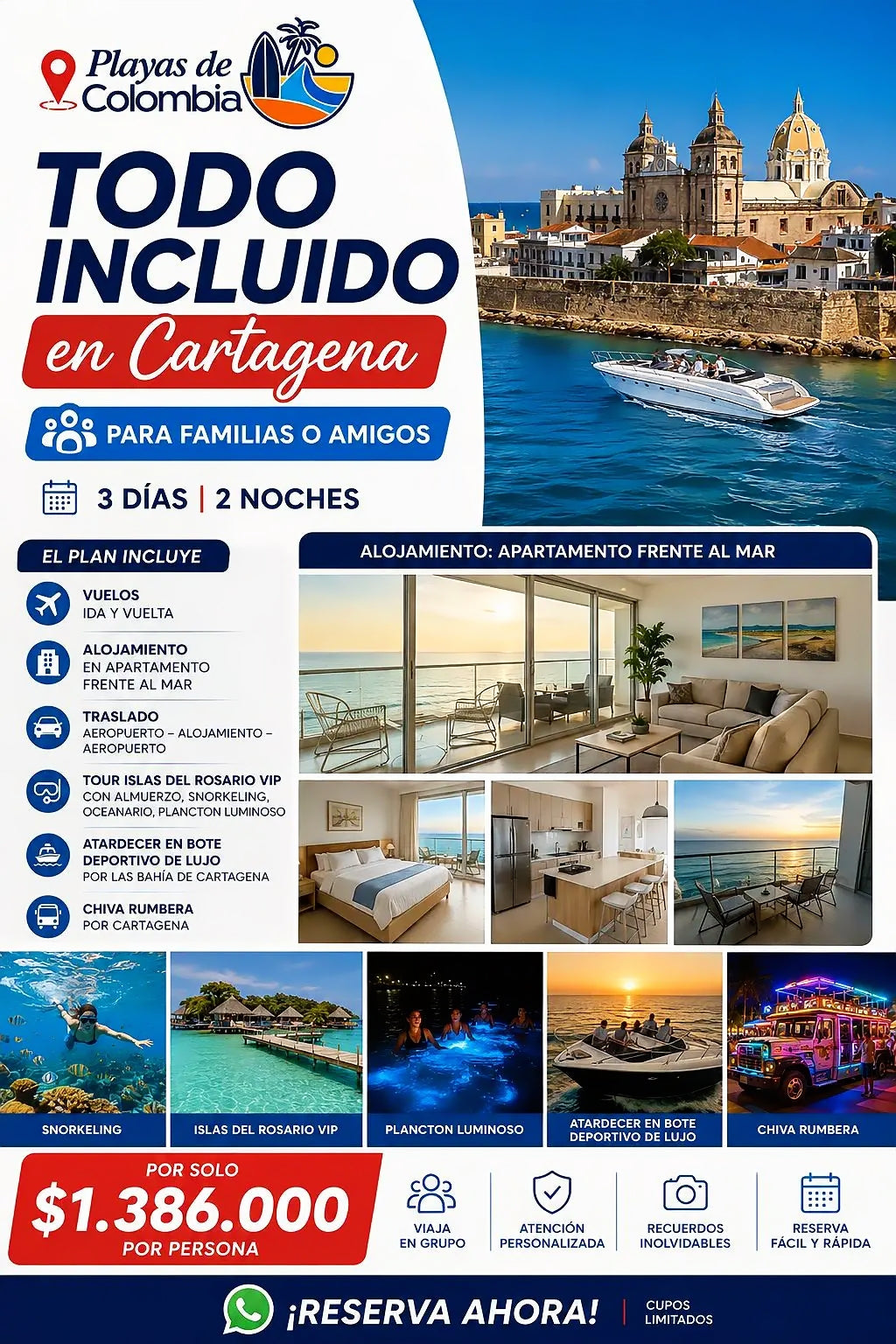 TODO INCLUÍDO EN CARTAGENA FAMILIA O AMIGOS 🇨🇴