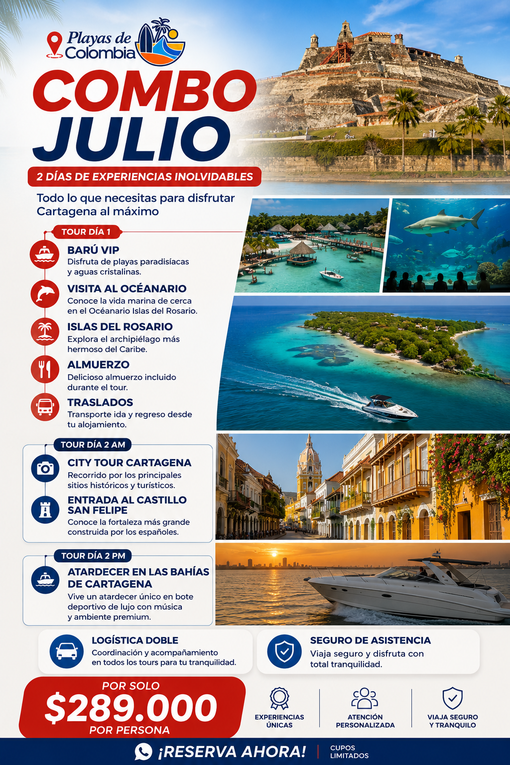 COMBO JULIO CARTAGENA 3 TOURS 🇨🇴